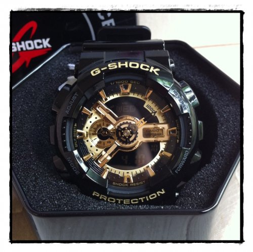 G shock ดำทอง นาฬิกาคาสิโอ aaa สายเงา ราคา 690 บาท