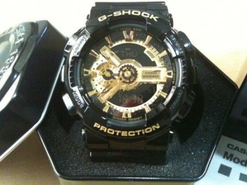 นาฬิกา G shock ดำทอง สายเงา วัยรุ่นนิยมใส่ จัดส่งแบบ EMS