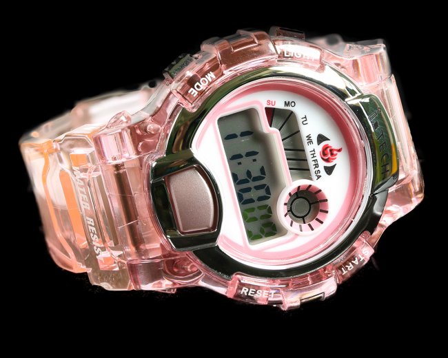 นาฬิกาผู้หญิง สีชมพู สายพลาสติกยางใส i-tech ใส่แล้วสวย